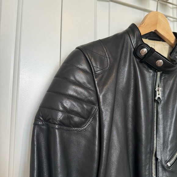 Acne Studios Calf Leather Biker Jacket Black Size 48 - Picture 4 of 16